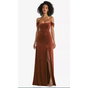 NEW After Six Women's 18 Off Shoulder Velvet Autumn Moon Maxi Dress I24-16